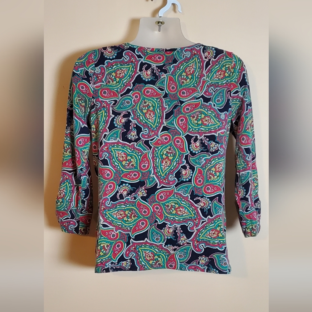 Jones New York Soft Cotton Paisley Top XL - Picture 3 of 10